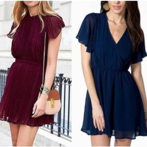 2/$15 Chiffon Pleated Mini Dress